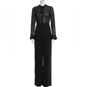 Alexis Women’s Black Long-Sleeve Beaded Jumpsuit with Tie Neck Size XS
